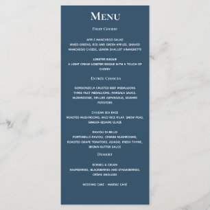 Night Sky Stars Navy Blue White Menükarte