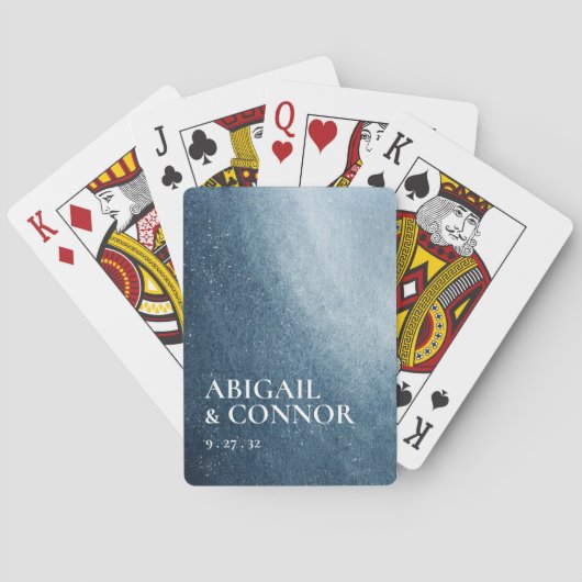 Night Sky Stars Navy Blue White Spielkarten (Rückseite)