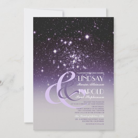 Night Sky Stars Romantische Hochzeitseinladungen Einladung (Vorderseite)