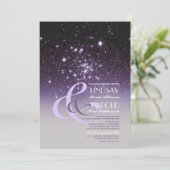 Night Sky Stars Romantische Hochzeitseinladungen Einladung (Stehend Vorderseite)