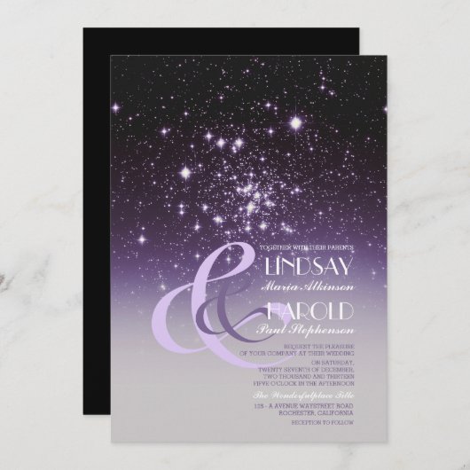 Night Sky Stars Romantische Hochzeitseinladungen Einladung (Vorne/Hinten)