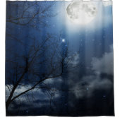Night Sky Trees Moon & Stars Duschvorhang (Vorderseite)