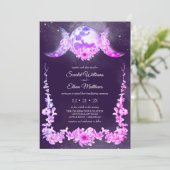 Night Sky Triple Moon Phasen Lila Handhabung Einladung (Stehend Vorderseite)