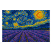 Night Sky über Lavenderfeld drehen Poster (Vorderseite)