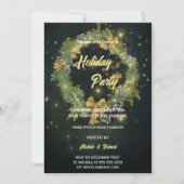 Night Sky und Wreath Holiday Party Einladung (Vorderseite)
