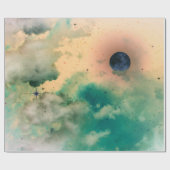 NIGHT SKY with CLOUUUES AND STARS GIFT WRAPPING Geschenkpapier (Flach)