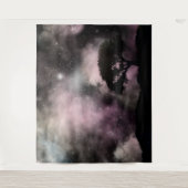Night Sky Woodland Silhouette Landschaft Wandteppich (Vorderseite)