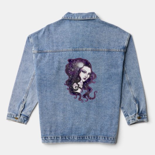 Night Skye Fantasy Celestial Woman Jeansjacke (Rückseite)