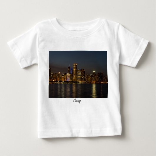 Night Skyline Chicago Pano Baby T-shirt (Vorderseite)
