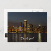 Night Skyline Chicago Pano Danke Postcard Postkarte (Vorne/Hinten)