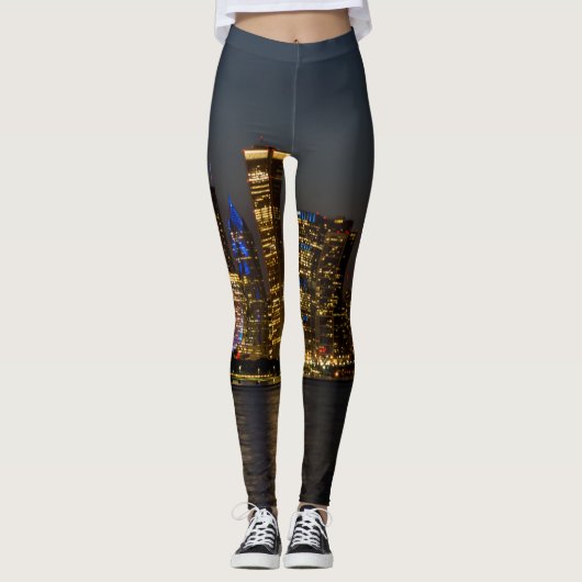 Night Skyline Chicago Pano Leggings (Vorderseite)
