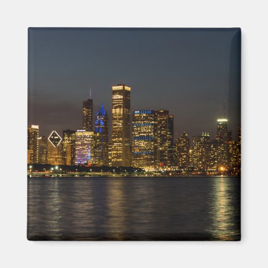 Night Skyline Chicago Pano Magnet (Vorne)