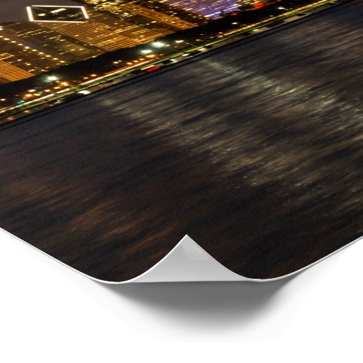 Night Skyline Chicago Pano Poster (Ecke)