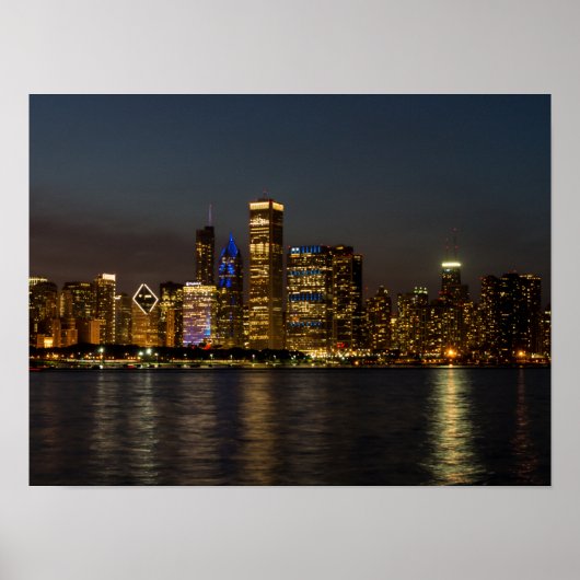 Night Skyline Chicago Pano Poster (Vorne)