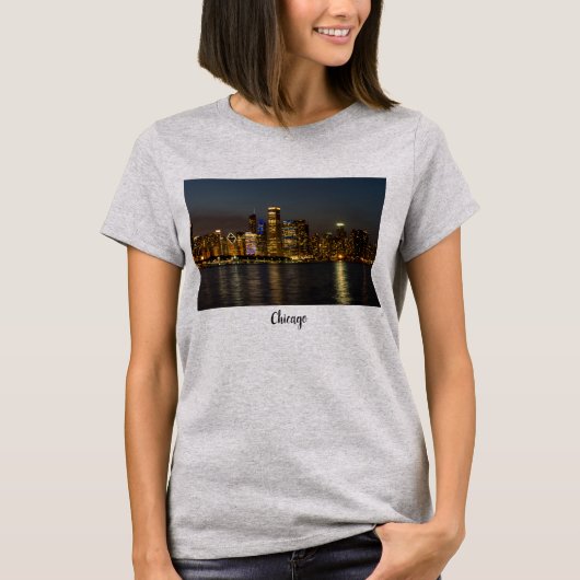 Night Skyline Chicago Pano T - Shirt (Vorderseite)