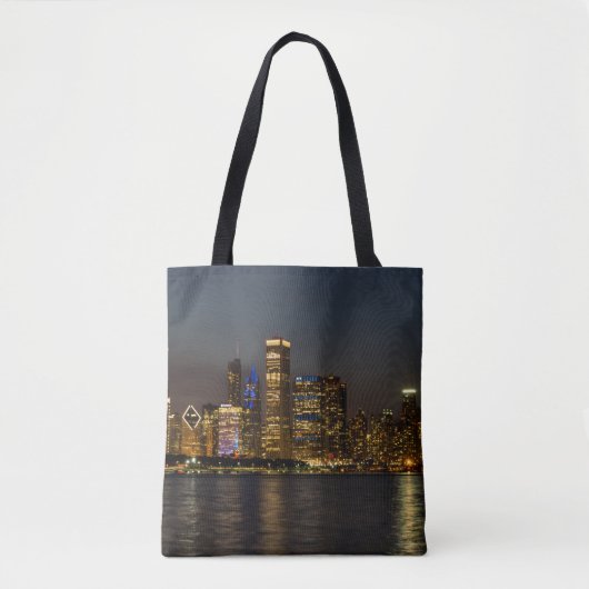 Night Skyline Chicago Pano Tasche (Vorderseite)