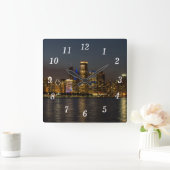 Night Skyline Chicago Pano Wall Clock Quadratische Wanduhr (Zuhause)