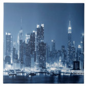 Night Skyline Manhattan Panoramasicht Fliese (Vorderseite)