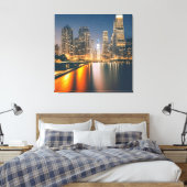 Night Skyline mit Vollmond: Digitales Malen auf Leinwanddruck (Insitu (Schlafzimmer))