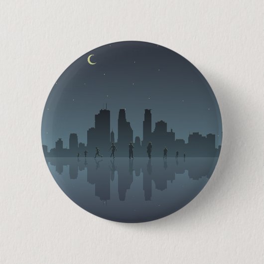 Night Skyline & Silhouetten Button (Vorderseite)