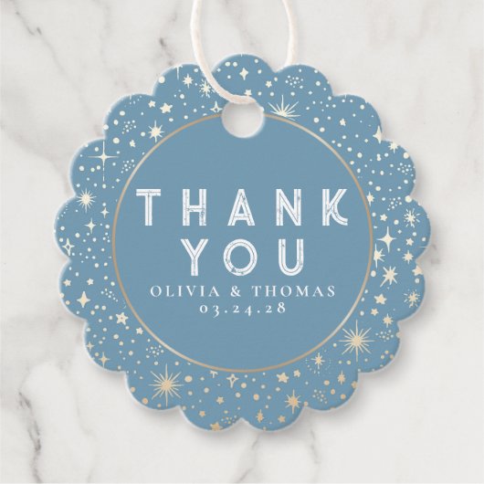 Night Star Celestial Mystical Dusty Blue Vielen Da Geschenkanhänger (Vorderseite)