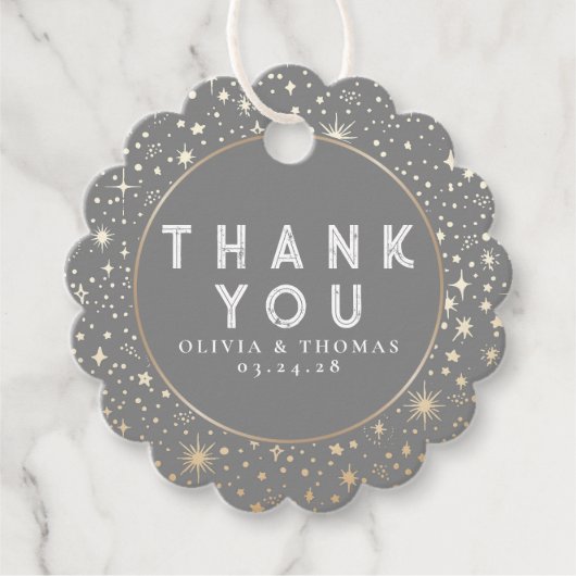 Night Star Celestial Mystical Gray Vielen Dank Geschenkanhänger (Vorderseite)