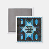 Night Star & Feathers in blau. Magnet (Vorderseite/Rückseite)