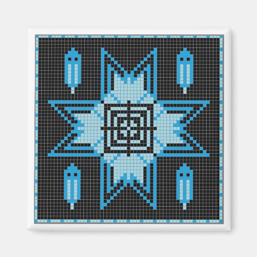 Night Star & Feathers in blau. Magnet (Vorne)