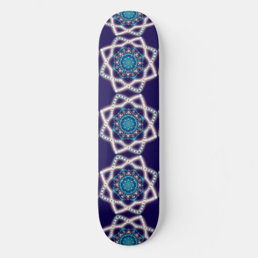 Night Star Mandala Blume Skateboard (Vorderseite)