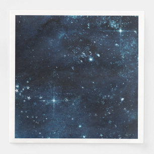 Night Star Sky Celestial Galaxy Watercolor Wedding Serviette