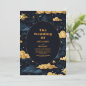 Night Star Sky Celestial Galaxy Wedding Einladung (Stehend Vorderseite)