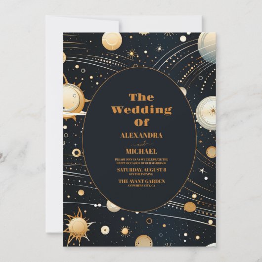 Night Star Sky Celestial Galaxy Wedding Einladung (Vorderseite)