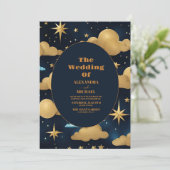 Night Star Sky Celestial Galaxy Wedding Einladung (Stehend Vorderseite)