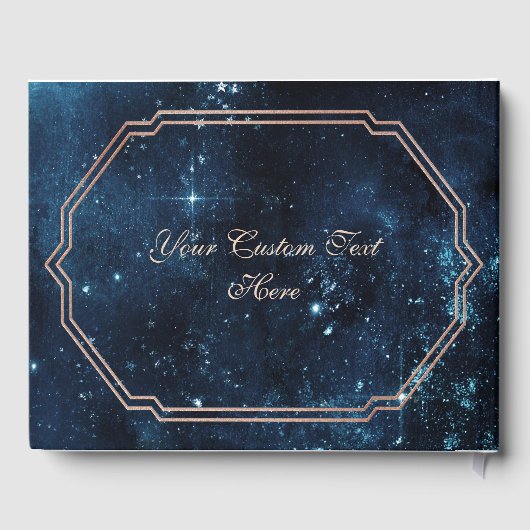 Night Star Sky Celestial Galaxy Wedding Monogram Gästebuch (Rückseite)