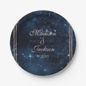 Night Star Sky Celestial Galaxy Wedding Monogram Pappteller (Vorderseite)