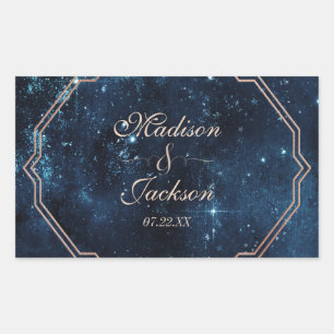 Night Star Sky Celestial Galaxy Wedding Monogram Rechteckiger Aufkleber