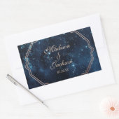 Night Star Sky Celestial Galaxy Wedding Monogram Rechteckiger Aufkleber (Umschlag)