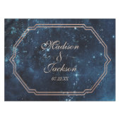 Night Star Sky Celestial Galaxy Wedding Monogram Tischdecke (Vorderseite (Horizontal))