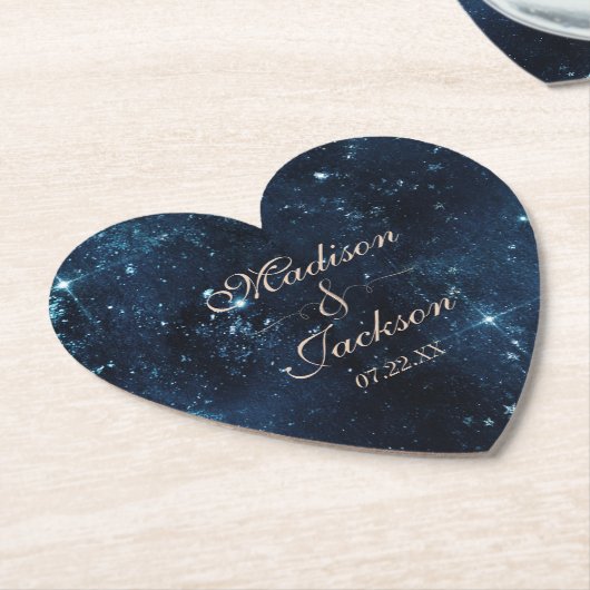 Night Star Sky Celestial Galaxy Wedding Monogram Untersetzer (angewinkelt)