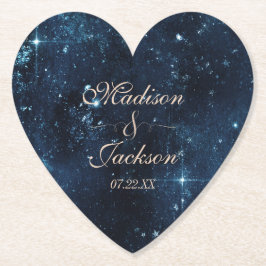 Night Star Sky Celestial Galaxy Wedding Monogram Untersetzer