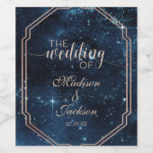 Night Star Sky Celestial Galaxy Wedding Monogram Weinetikett (Einzelnes Label)