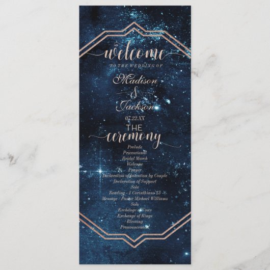 Night Star Sky Celestial Galaxy Wedding Program Programm (Vorderseite)