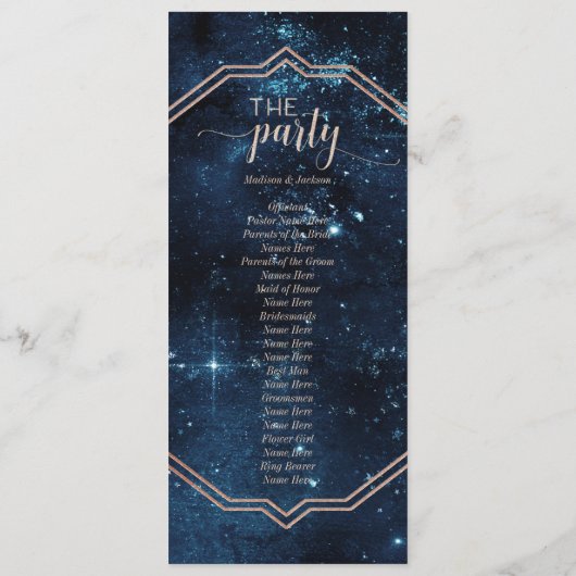 Night Star Sky Celestial Galaxy Wedding Program Programm (Rückseite)