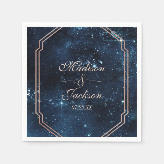 Night Star Sky Celestial Mongram Wedding Serviette (Vorderseite)