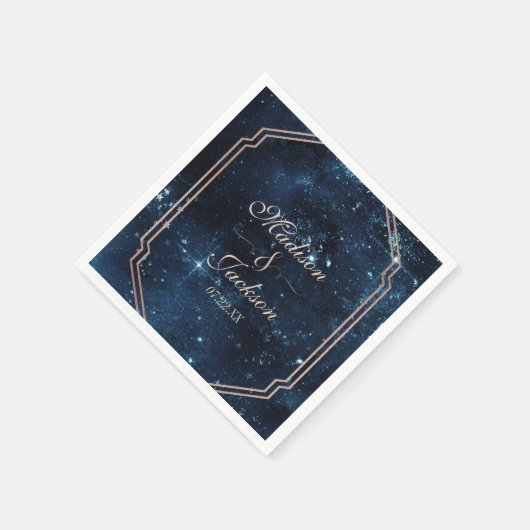 Night Star Sky Celestial Mongram Wedding Serviette (Ecke)