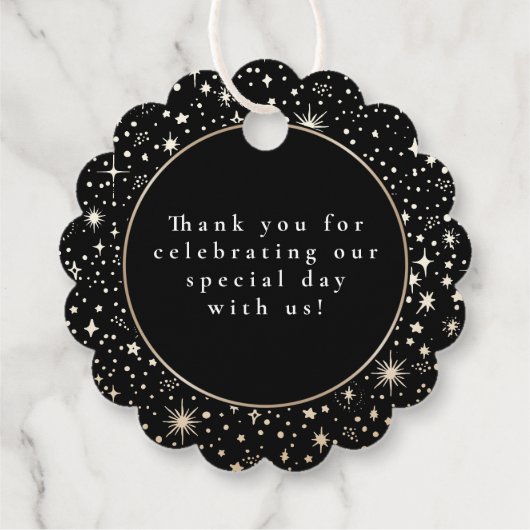 Night Stars Celestial Mystical Black Danke Geschenkanhänger (Rückseite)