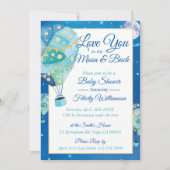 Night Stars Hot Air Ballon Babydusche Einladung (Vorderseite)