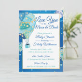 Night Stars Hot Air Ballon Babydusche Einladung (Stehend Vorderseite)