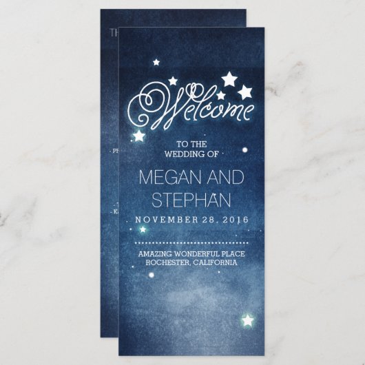 Night Stars Romantic Navy Hochzeitsprogramme Programm (Vorne/Hinten)