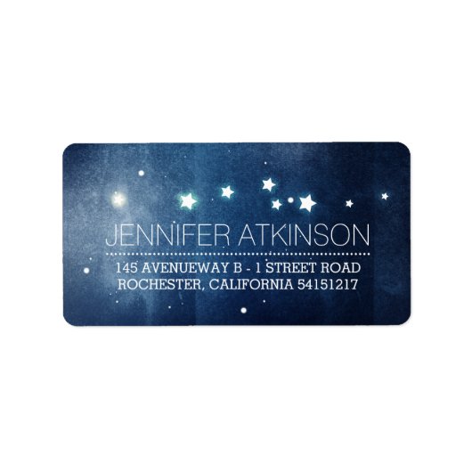 Night Stars Romantische Marine Adressaufkleber (Vorne)